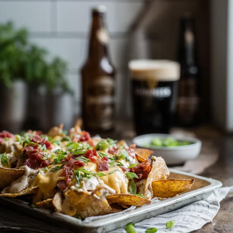 Irish Pub Nachos with Guinness Cheese Sauce