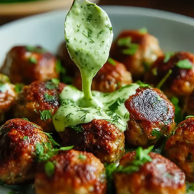 Spicy Lamb Meatballs with Green Goddess Dip