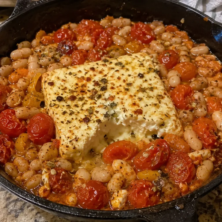 Baked Feta Tomato White Bean Skillet