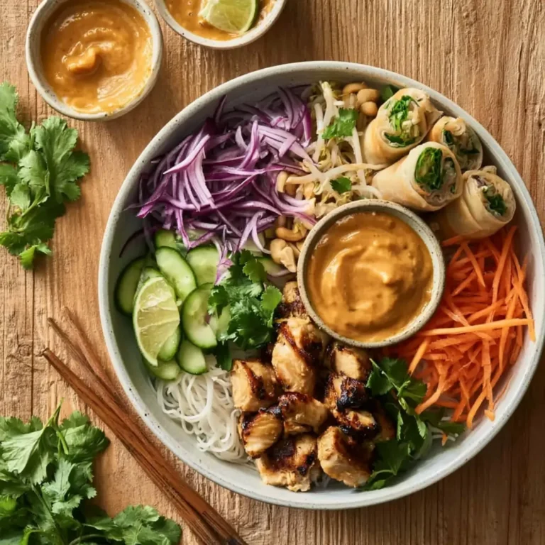 Chicken Satay Spring Roll Bowls