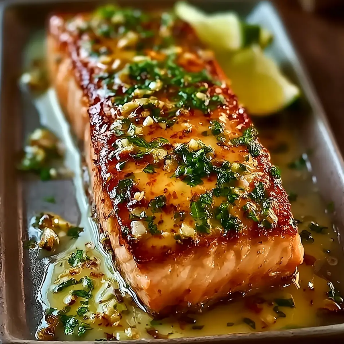 Honey-Lime Garlic Butter Baked Salmon