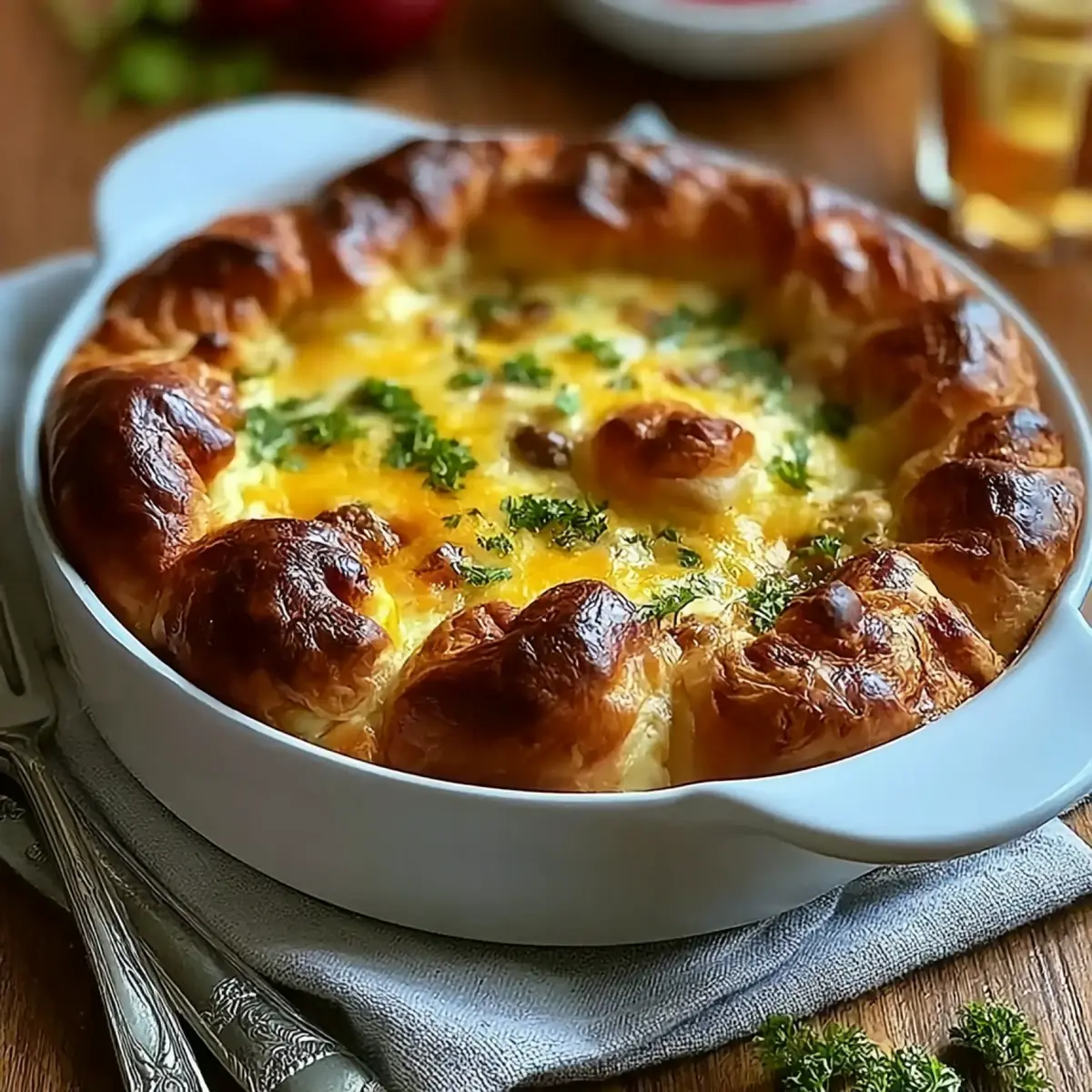 Overnight Croissant Breakfast Casserole
