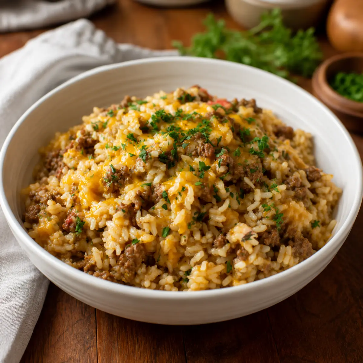 Cheesy Ground Beef and Rice Casserole