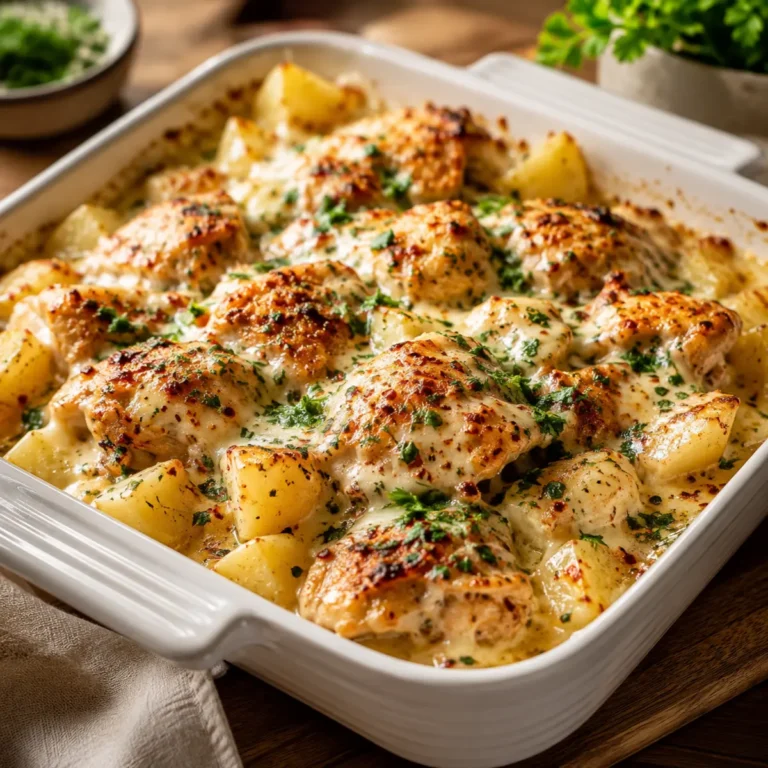 Creamy Garlic Cheesy Chicken & Potatoes