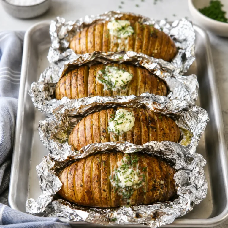Grilled Hasselback Potatoes with Chive Butter