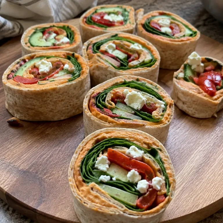 Roasted Red Pepper Hummus Pinwheels