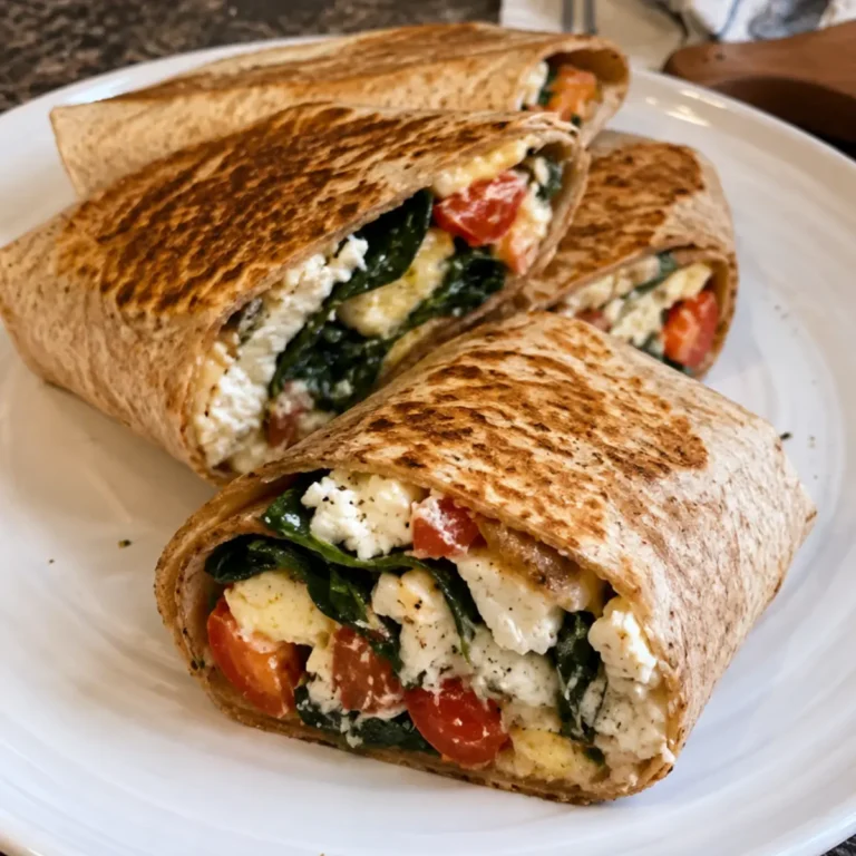 Spinach Feta Egg-White Breakfast Wraps